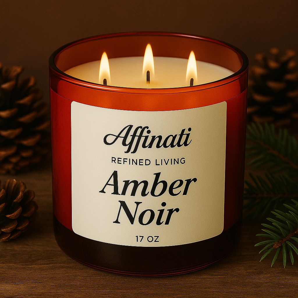 Amber Noir 3-Wick Candle - Affinati