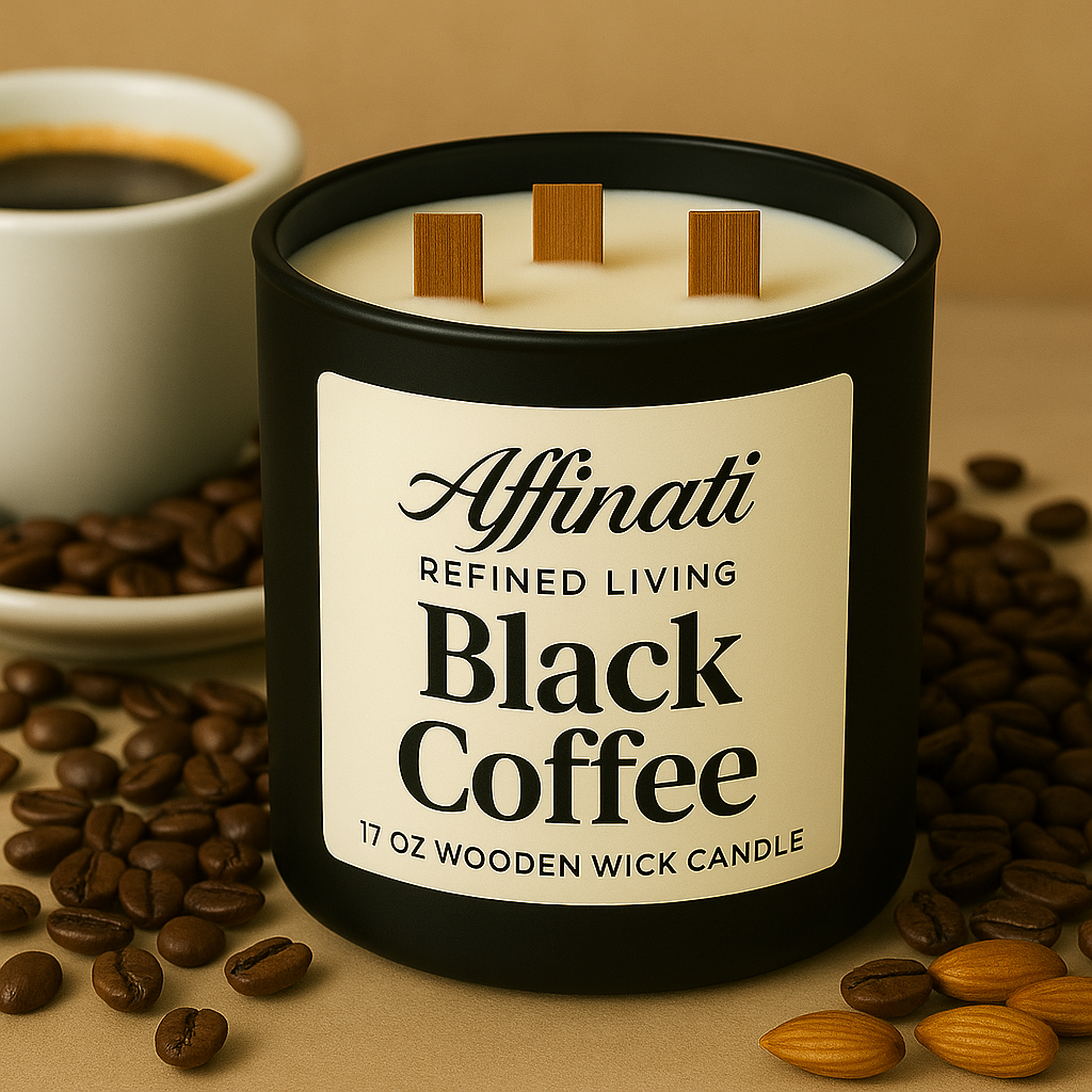 Black Coffee Wooden Wick Candle - Affinati