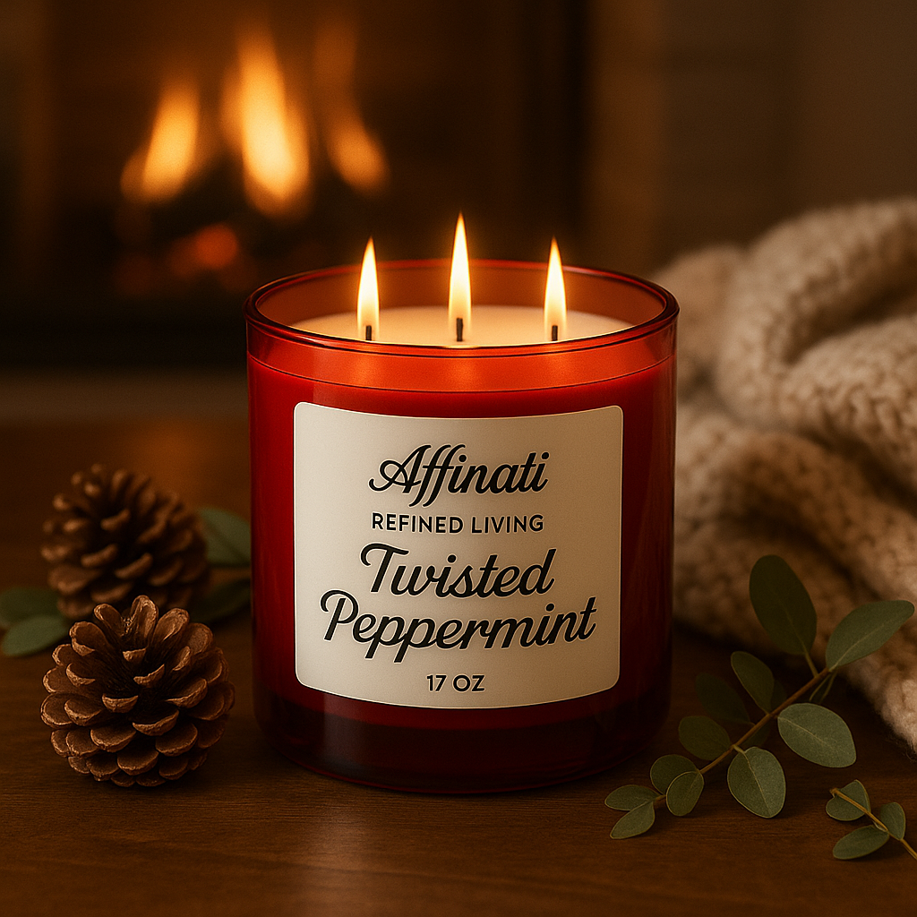 3-Wick Twisted Peppermint Candle - Affinati