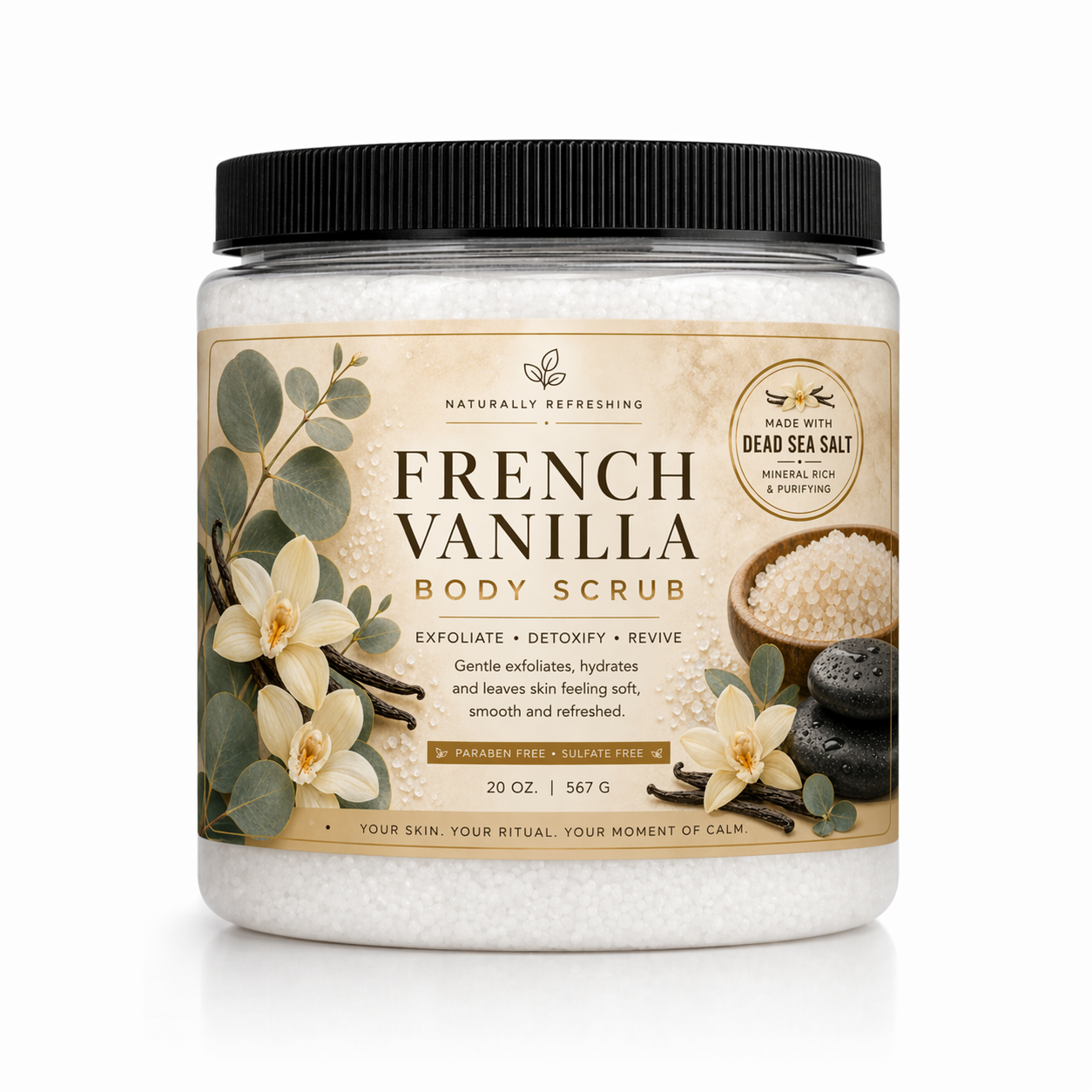 French Vanilla Körperpeeling 20 oz | Totes-Meer-Salz