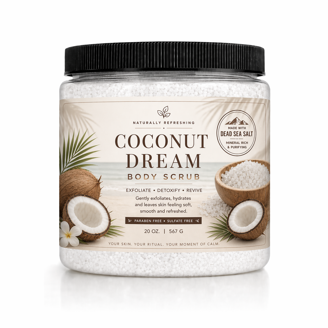 Kokos-Traum Körperpeeling 20 oz | Totes-Meer-Salz