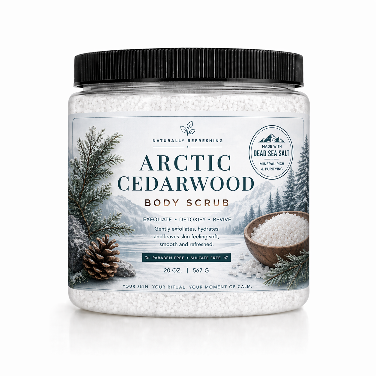 Minz-Eukalyptus-Körperpeeling 20 oz | Aufgeschäumtes Salzpeeling