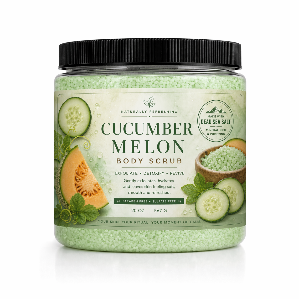 Gurken-Melonen-Körperpeeling 20 oz | Totes-Meer-Salz