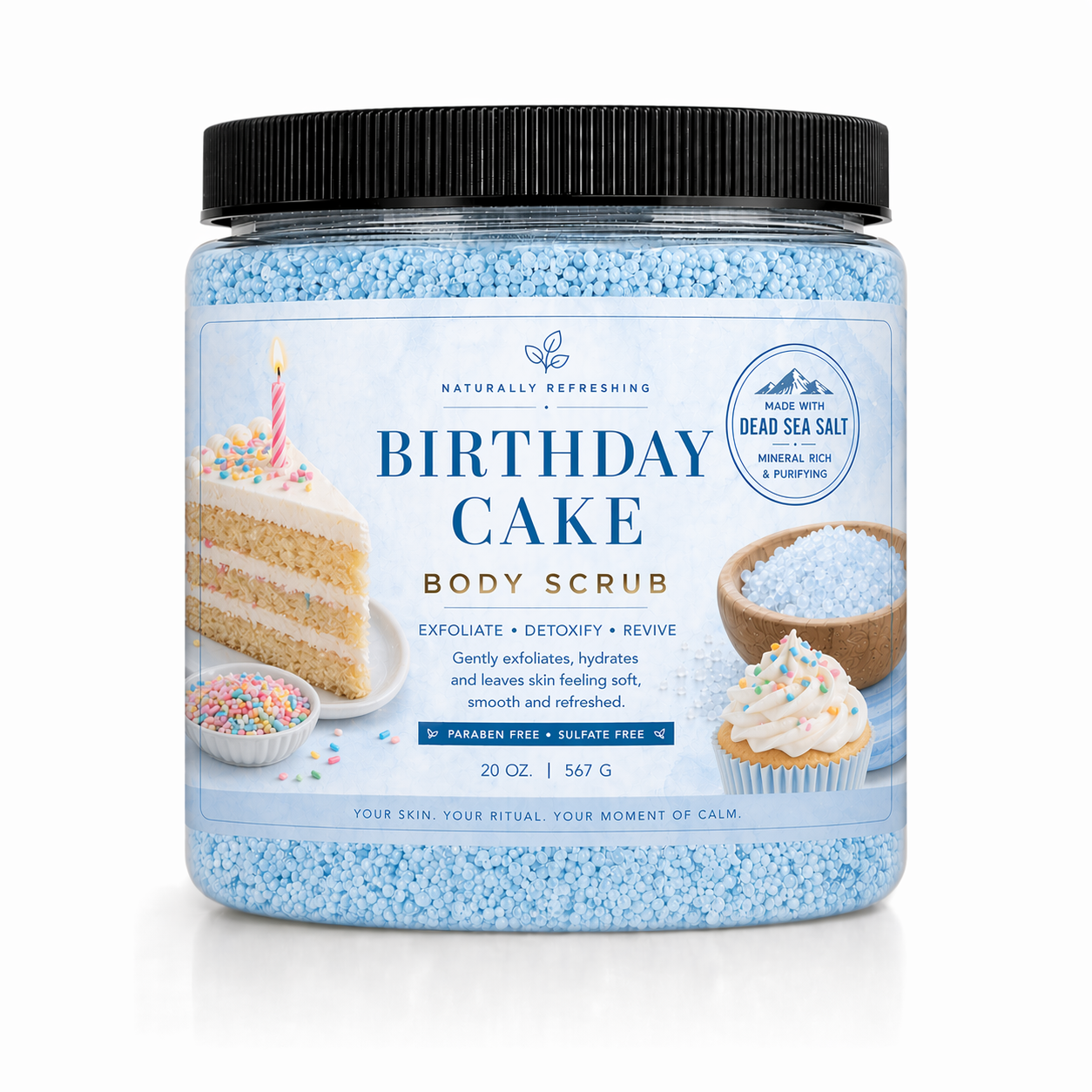 Esfoliante Corporal Bolo de Aniversário 20 oz | Sal do Mar Morto