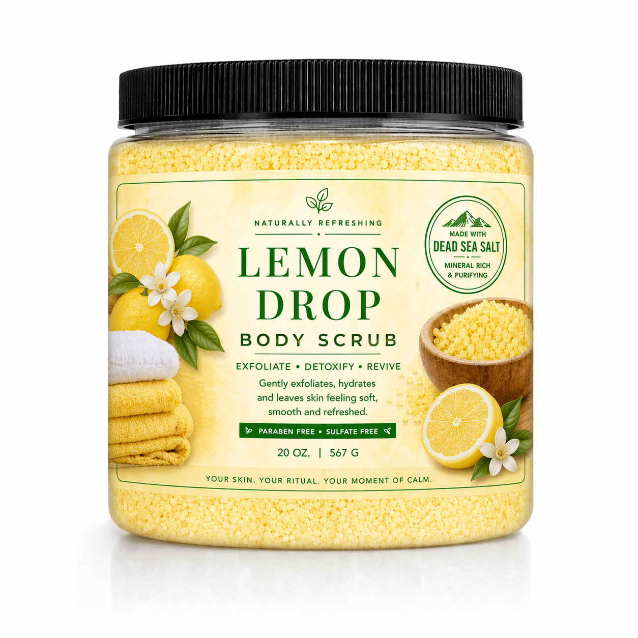 Lemon Drop Körperpeeling 20 oz | Totes-Meer-Salz