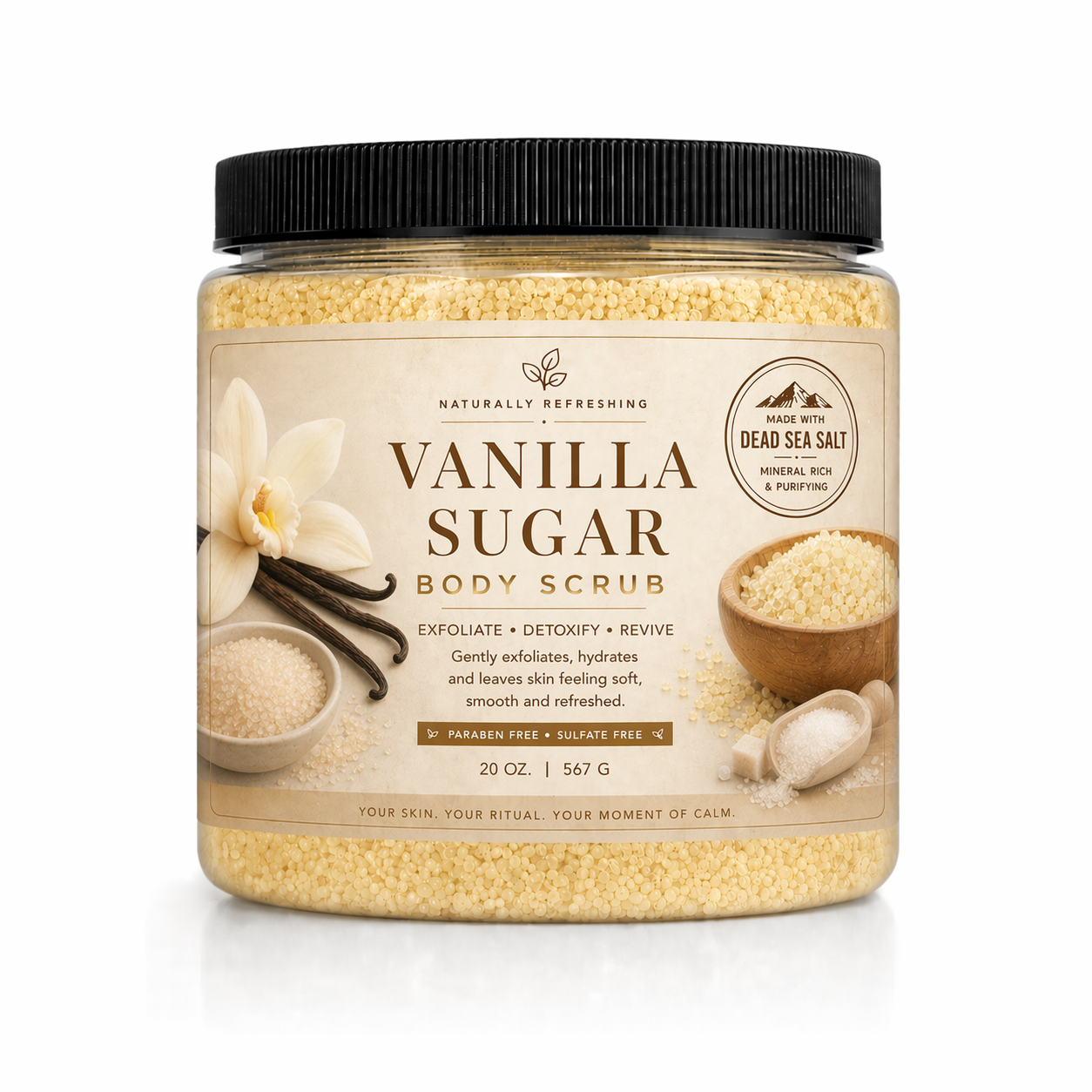 Vanillezucker Körperpeeling 20 oz | Totes-Meer-Salz