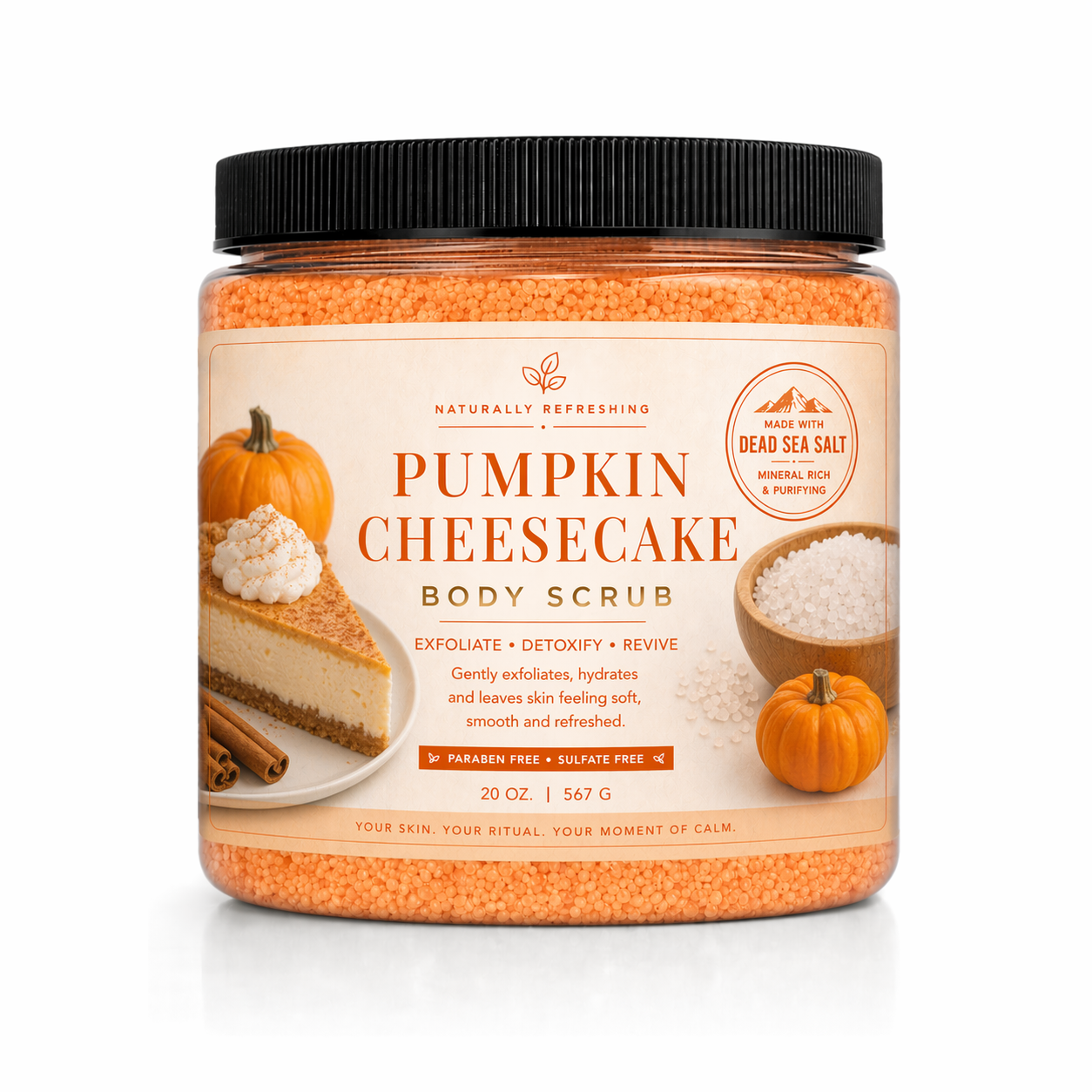 南瓜芝士蛋糕身体磨砂膏 20盎司 | 死海盐