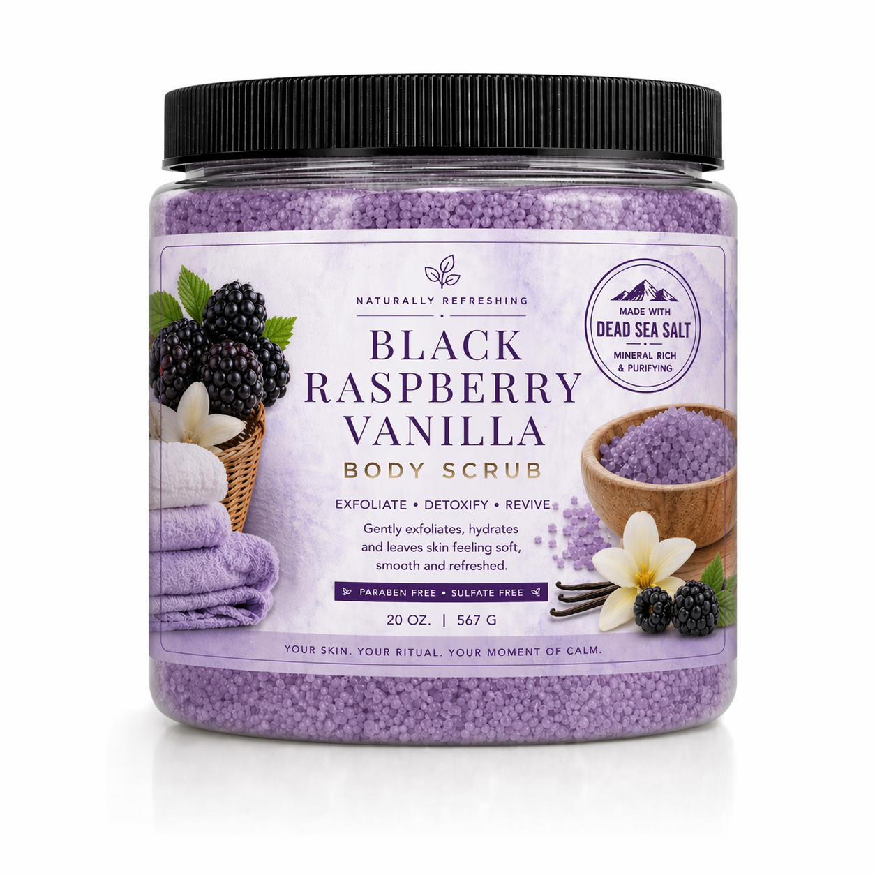 Scrub Corpo Lavanda e Vaniglia 20 oz | Sale di Epsom