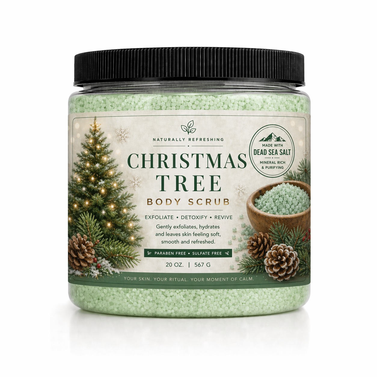 Weihnachtsbaum-Körperpeeling 20 oz | Totes-Meer-Salz