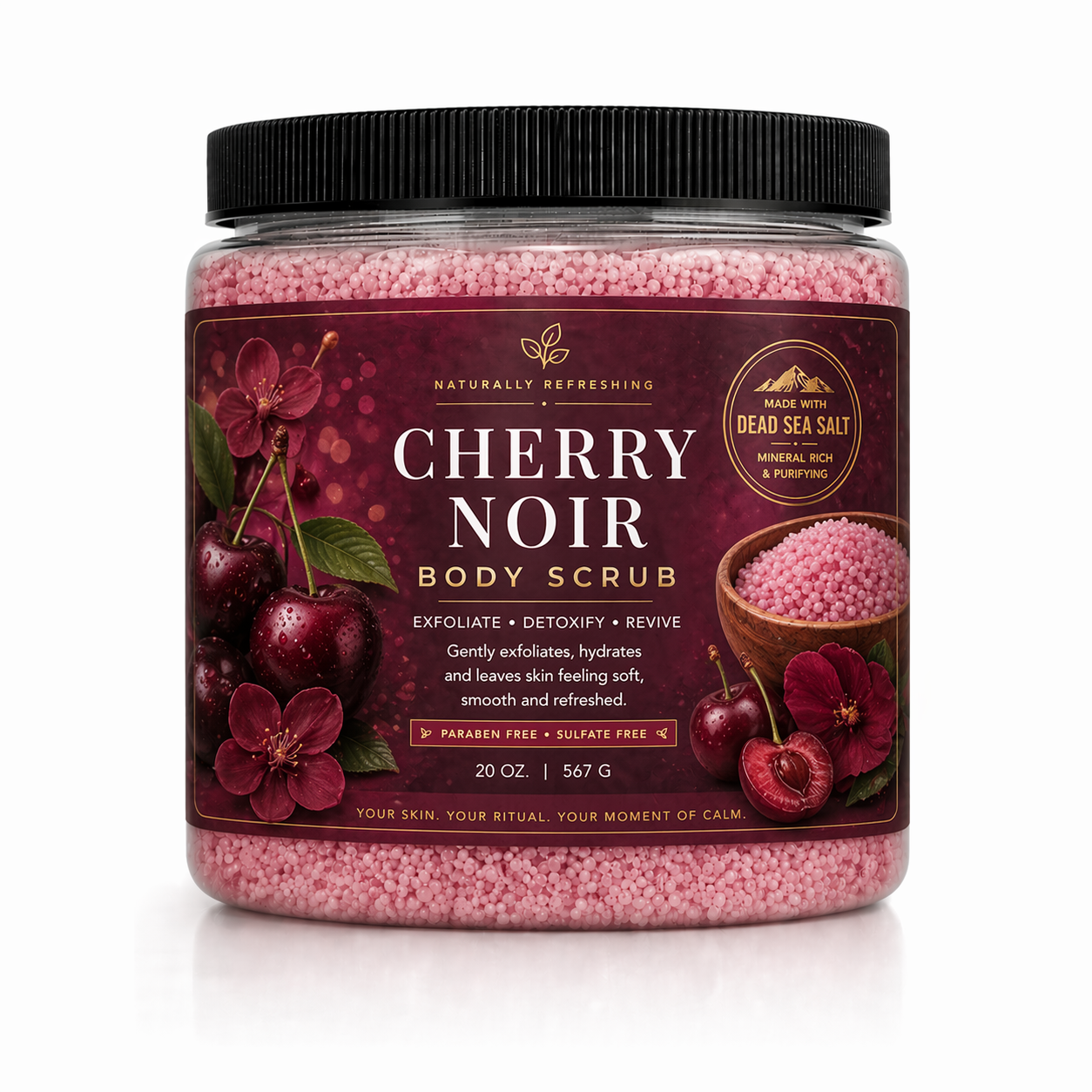Cherry Noir Körperpeeling 20 oz | Totes-Meer-Salz