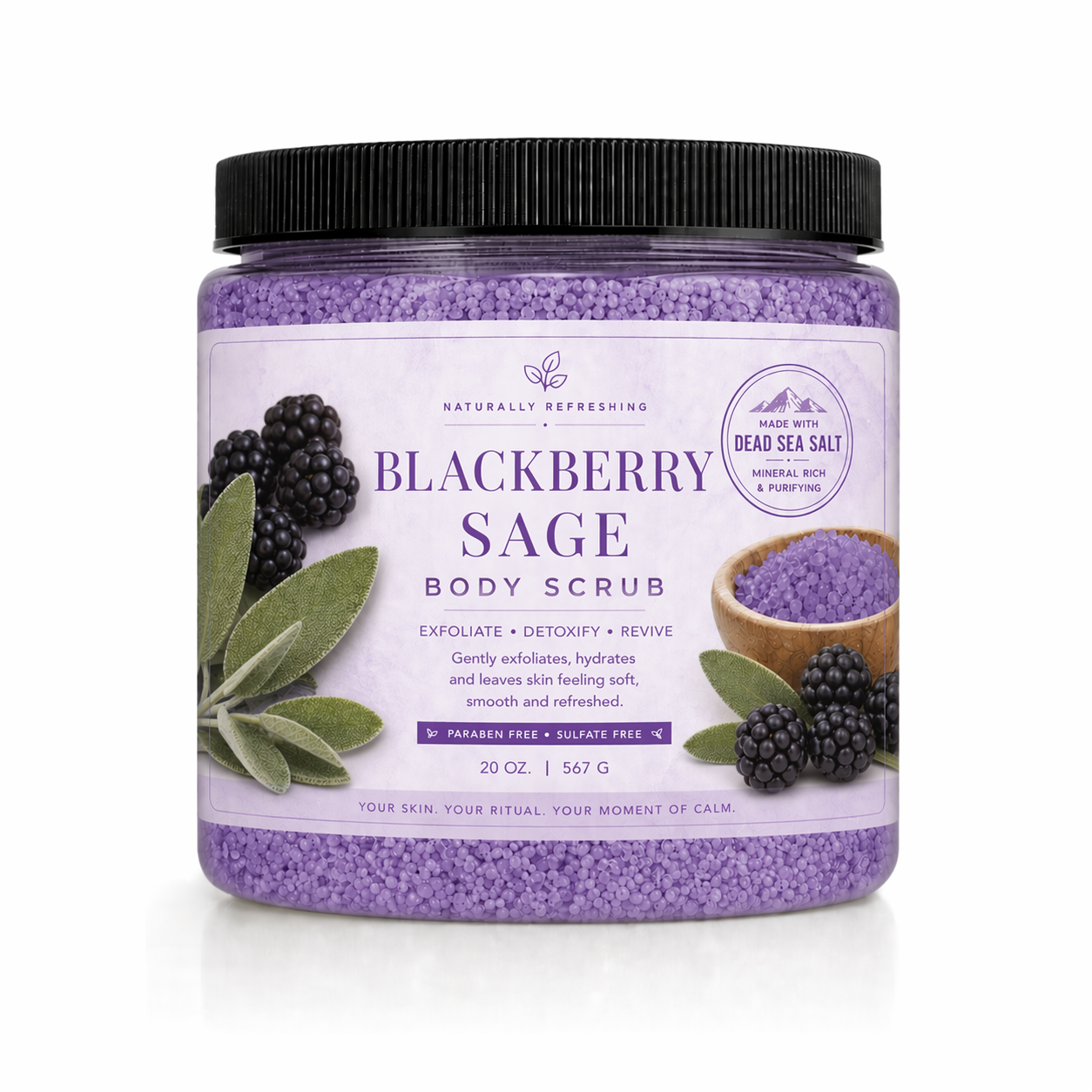 Απολεπιστικό Σώματος Blackberry Sage 20 oz | Αλάτι Νεκράς Θάλασσας