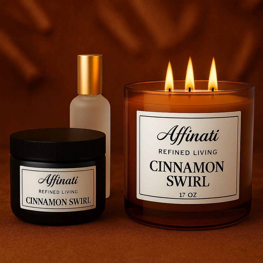 Colección Affinati Cinnamon Swirl | Vela, Spray y Loción