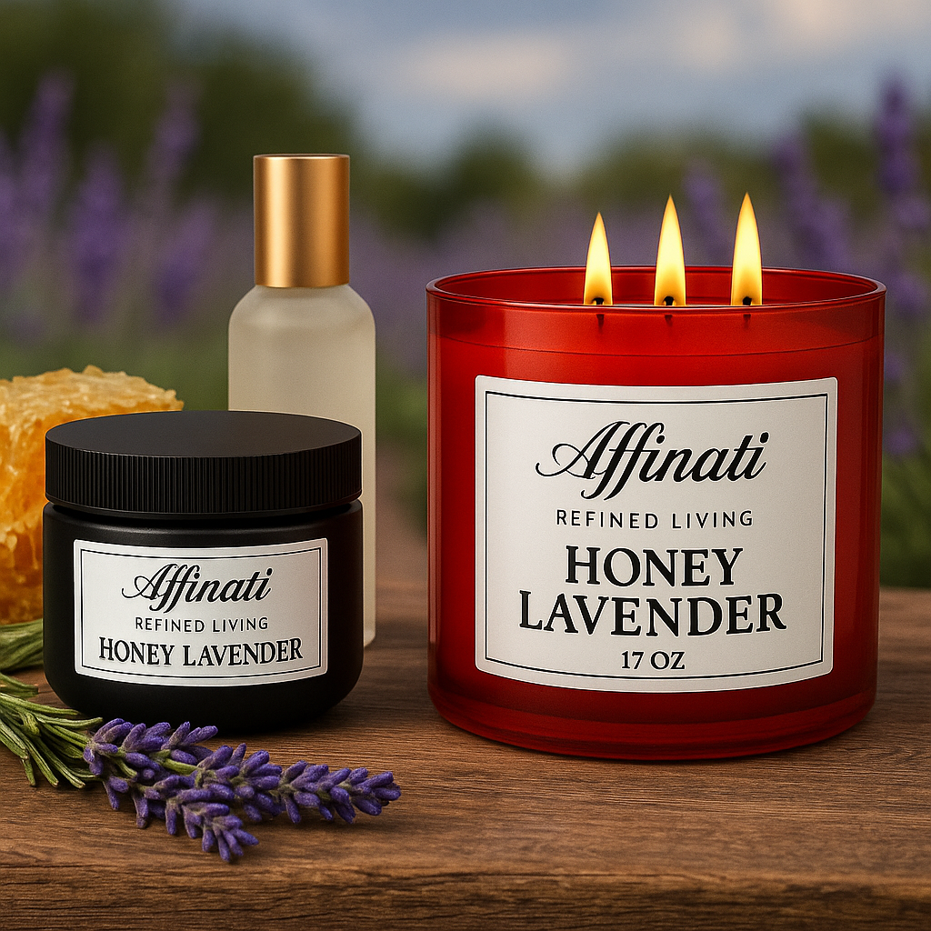 Colección Affinati Honey Lavender | Vela, Spray y Loción