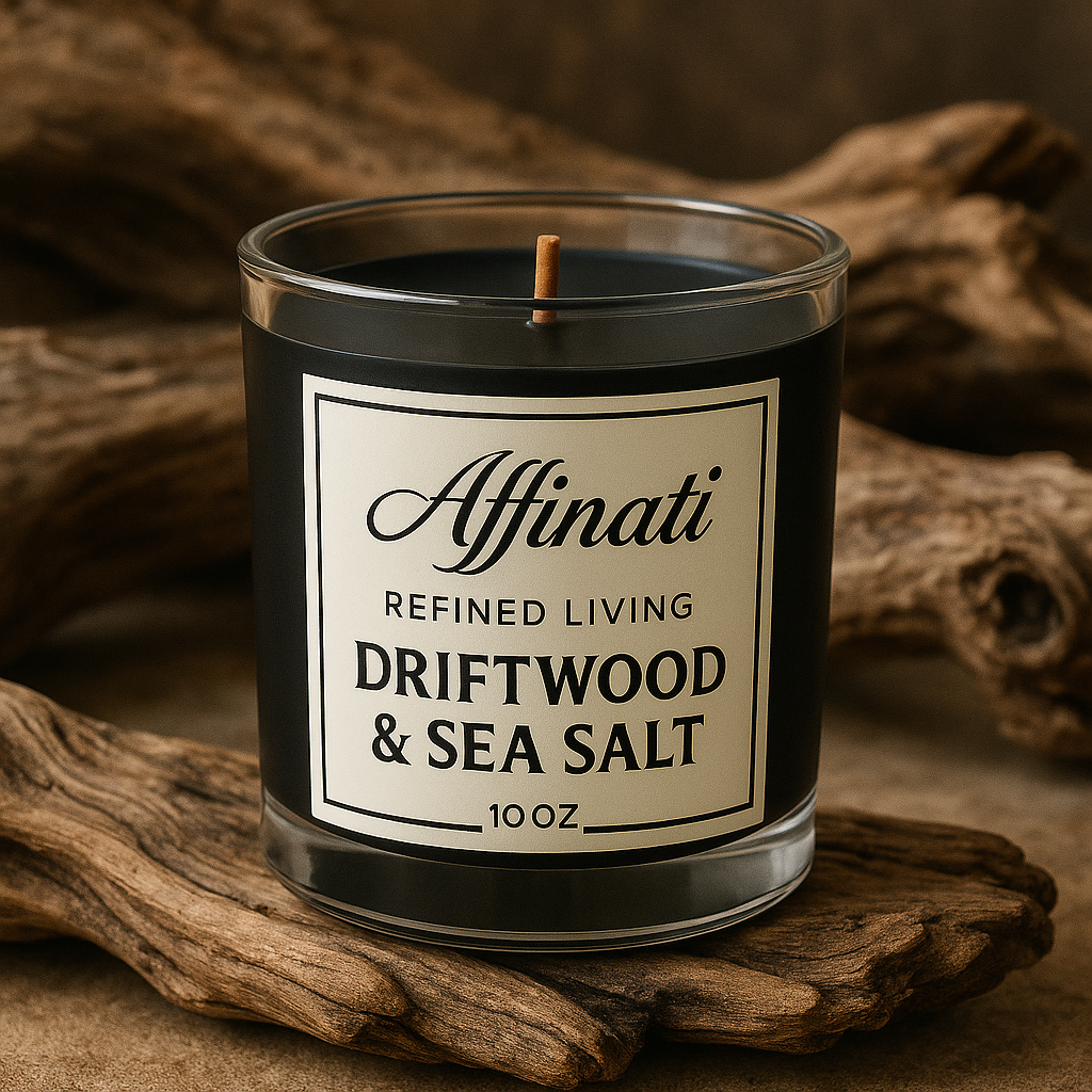 Lumânare Originală Lemn Plutitor și Sare de Mare