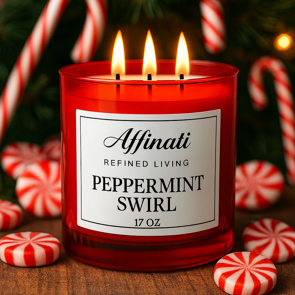 3-Wick Peppermint Swirl Candle - Affinati