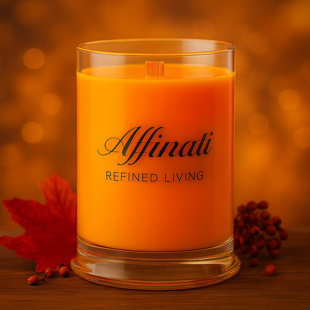 Velvet Harvest Wooden Wick Candle – Luxury 21 oz Soy Blend | Affinati