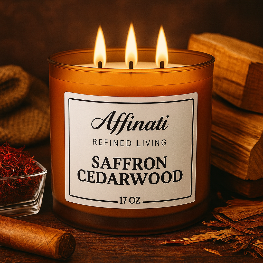 3-Wick Saffron Cedarwood Candle - Affinati