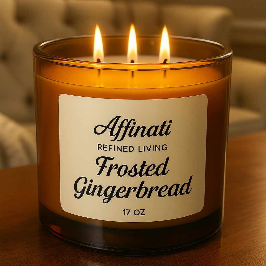 3-Wick Frosted Gingerbread Candle - Affinati