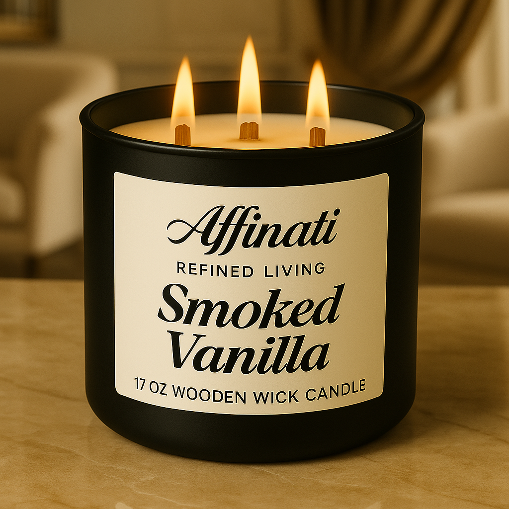 3-Wooden Wick Smoked Vanilla Candle - Affinati