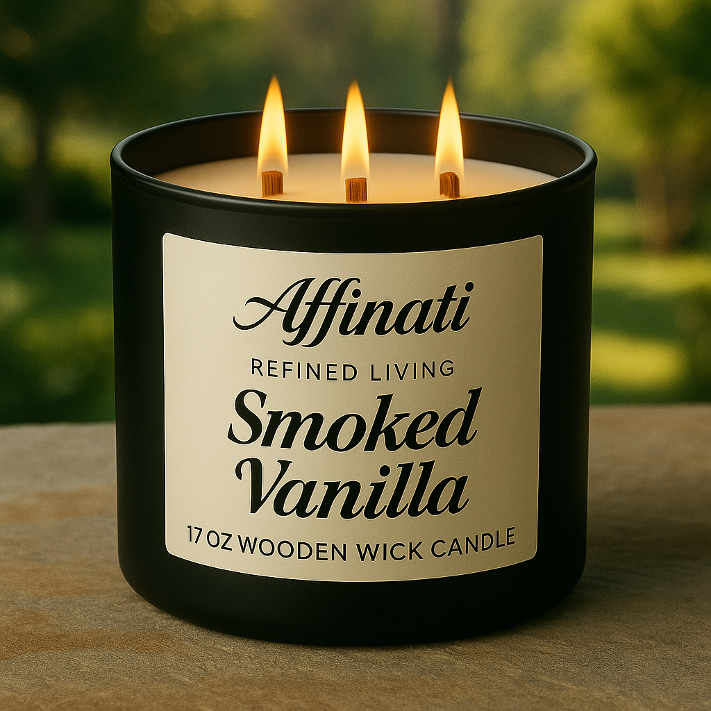 3-Wooden Wick Smoked Vanilla Candle - Affinati