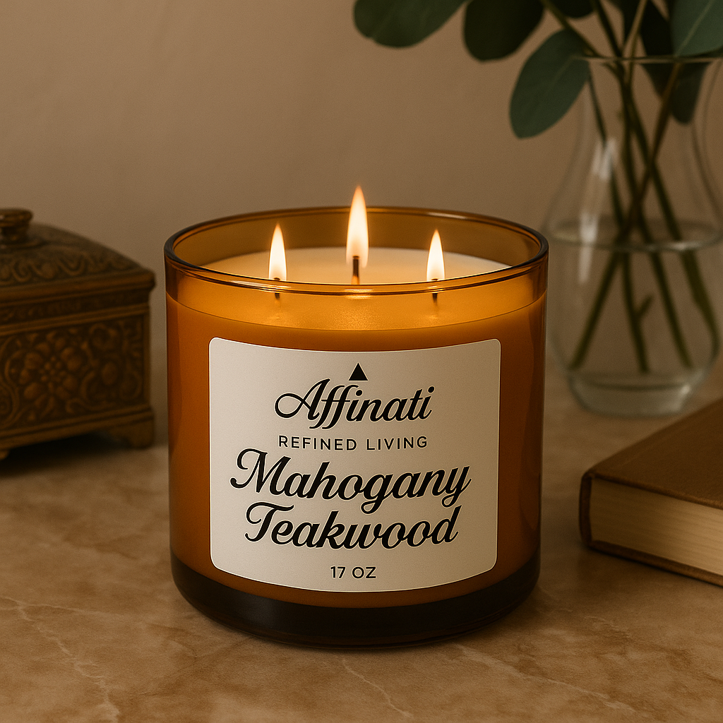 3-Wick Mahogany Teakwood Candle - Affinati