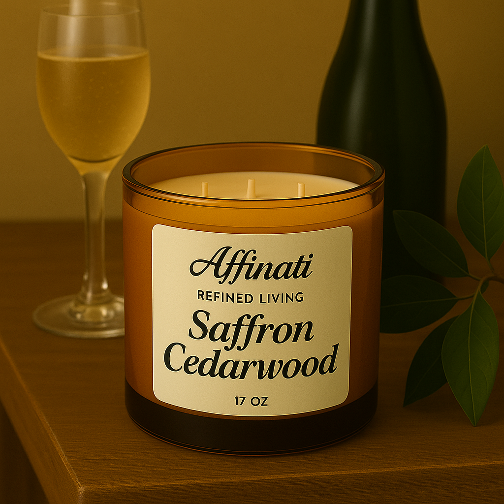 3-Wick Saffron Cedarwood Candle - Affinati