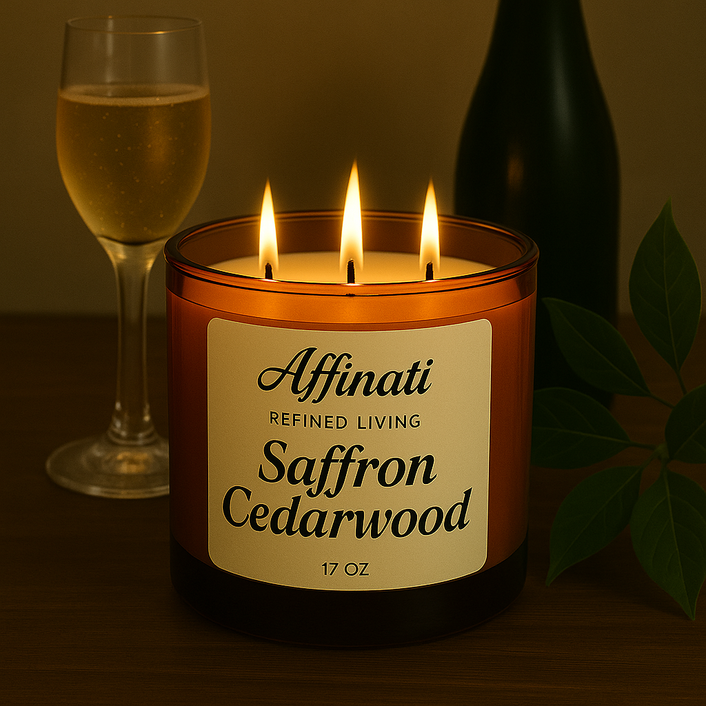 3-Wick Saffron Cedarwood Candle - Affinati