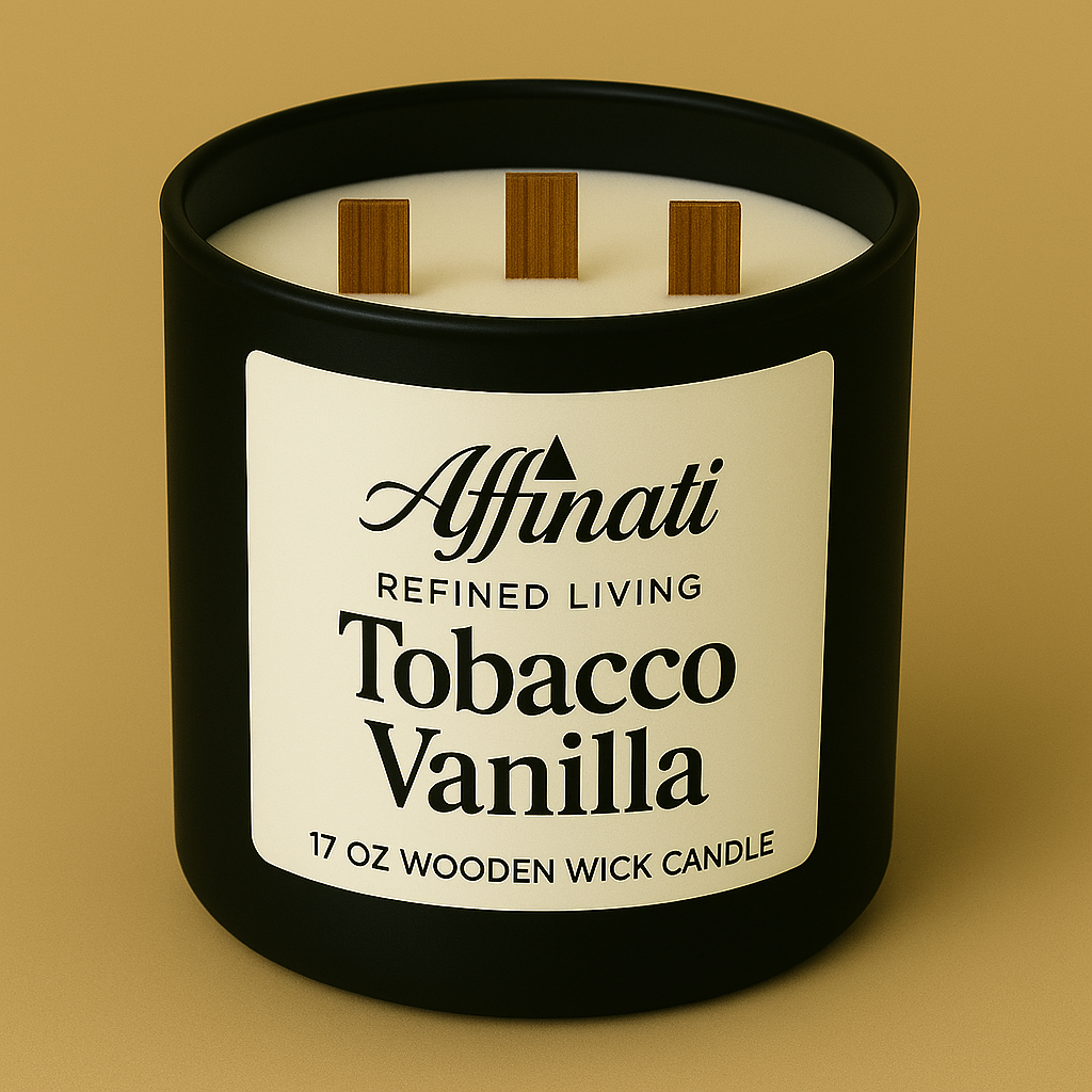 3-Wooden Wick Tobacco Vanilla Candle - Affinati