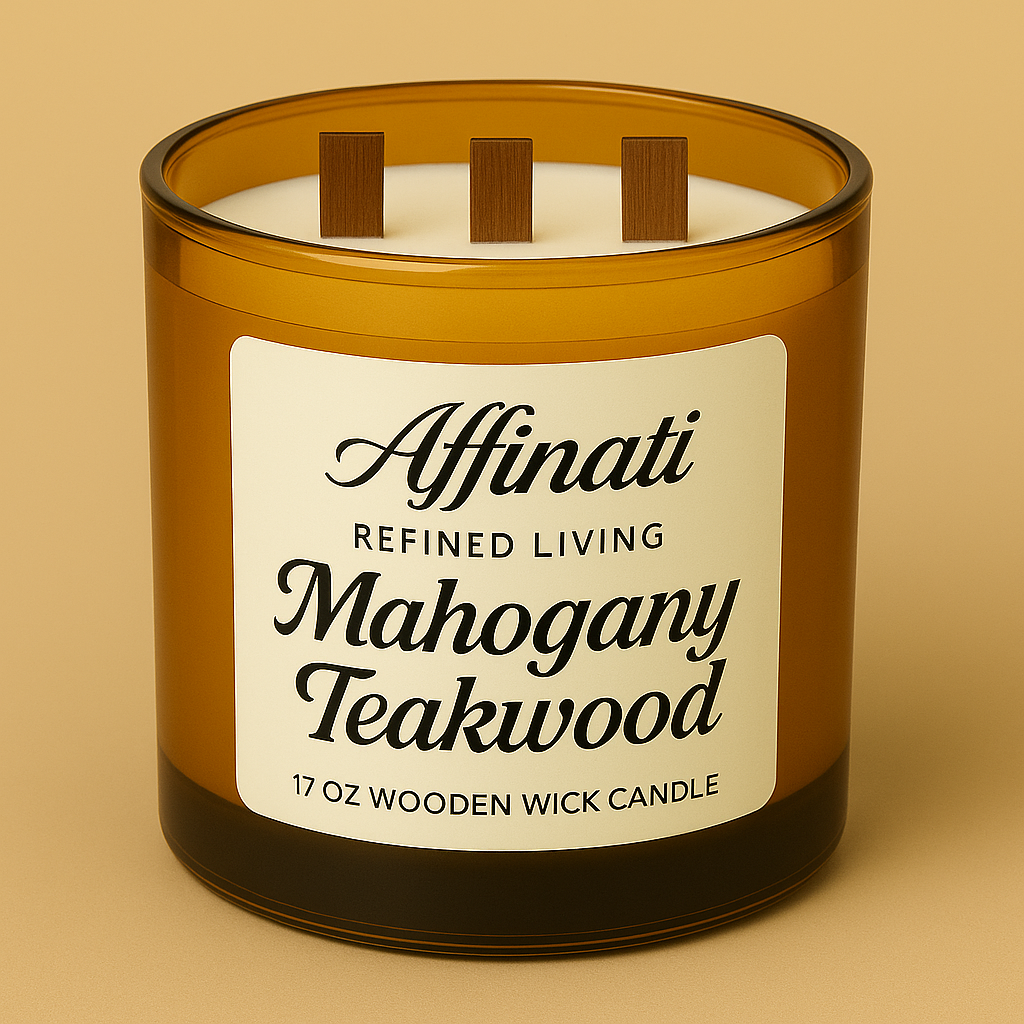 3-Wooden Wick Mahogany Teakwood Candle - Affinati