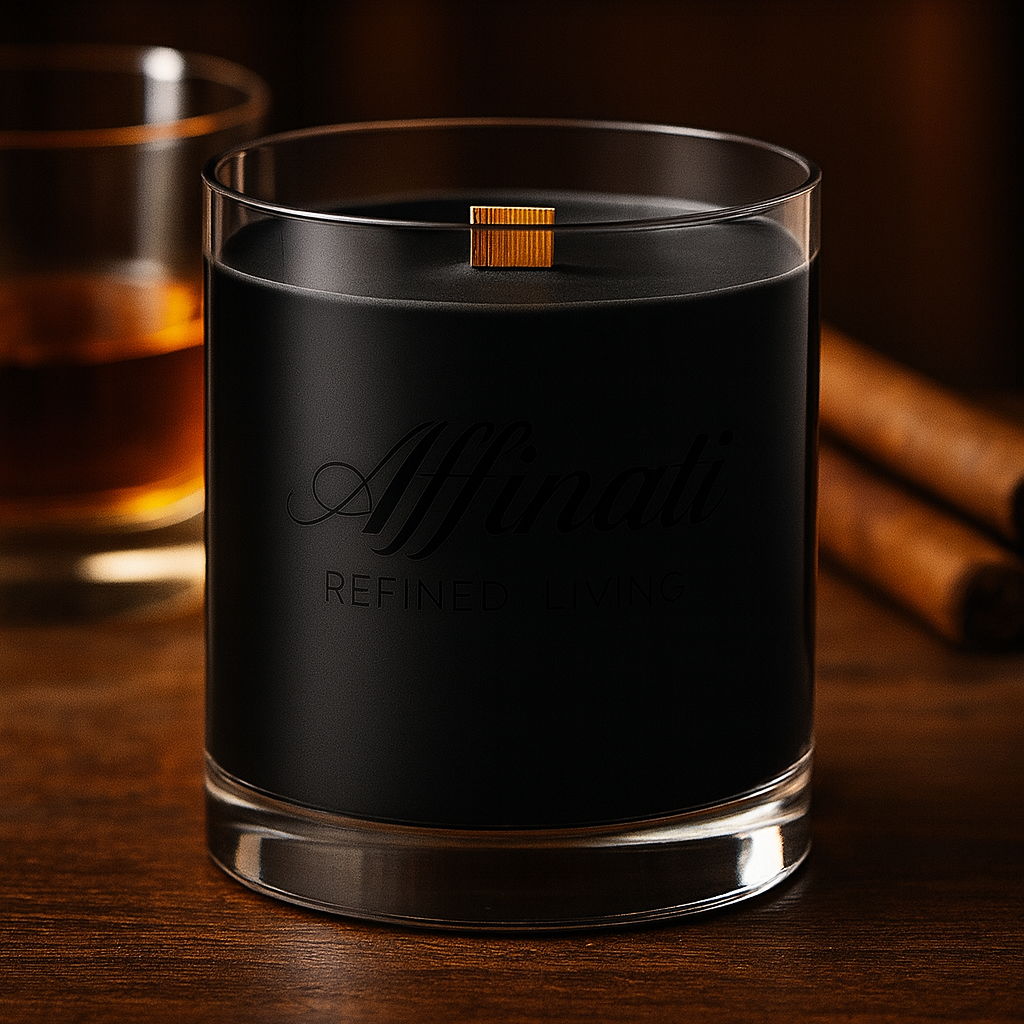Smoked Bourbon Wooden Wick Candle – Luxury 10 oz Soy Blend | Affinati