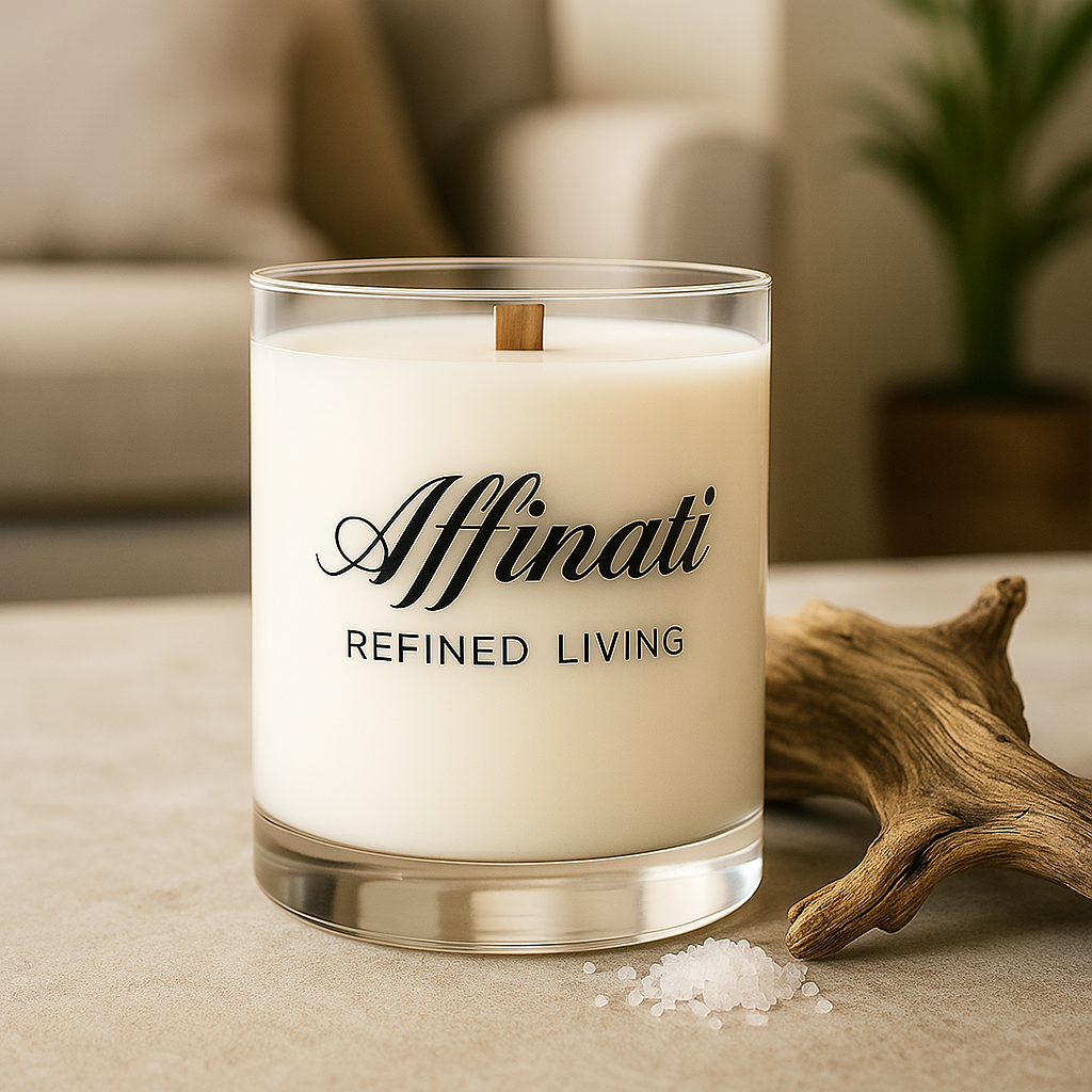 White Driftwood Wooden Wick Candle – Luxury 10 oz Soy Blend | Affinati - Affinati