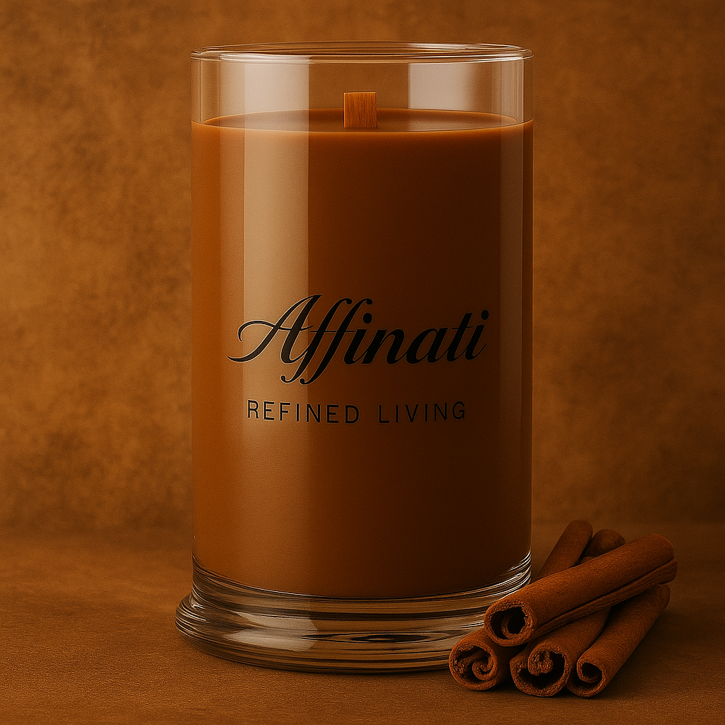 Bougie à mèche en bois Cinnamon Reserve – Luxe 600 g (21 oz) à base de soja | Affinati