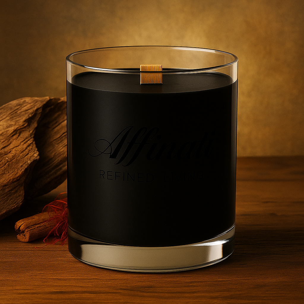 Vela con mecha de madera Roble Medianoche – Mezcla de soja de lujo de 283 g | Affinati