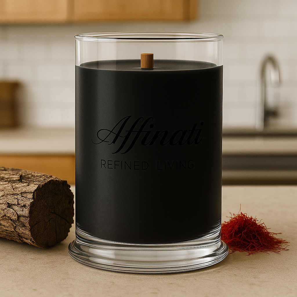 Vela con mecha de madera Roble Medianoche – Mezcla de soja de lujo de 595 g | Affinati