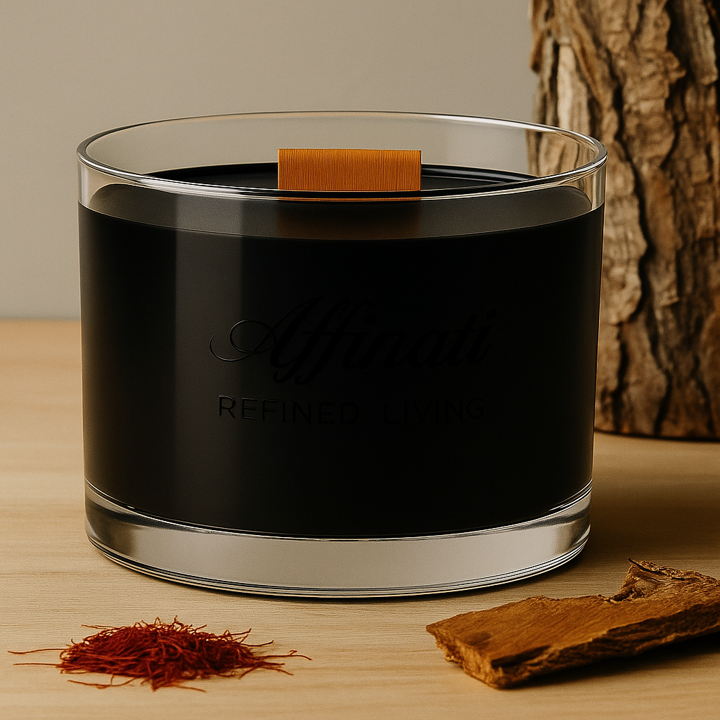 Vela con mecha de madera Roble Medianoche – Mezcla de soja de lujo de 425 g | Affinati