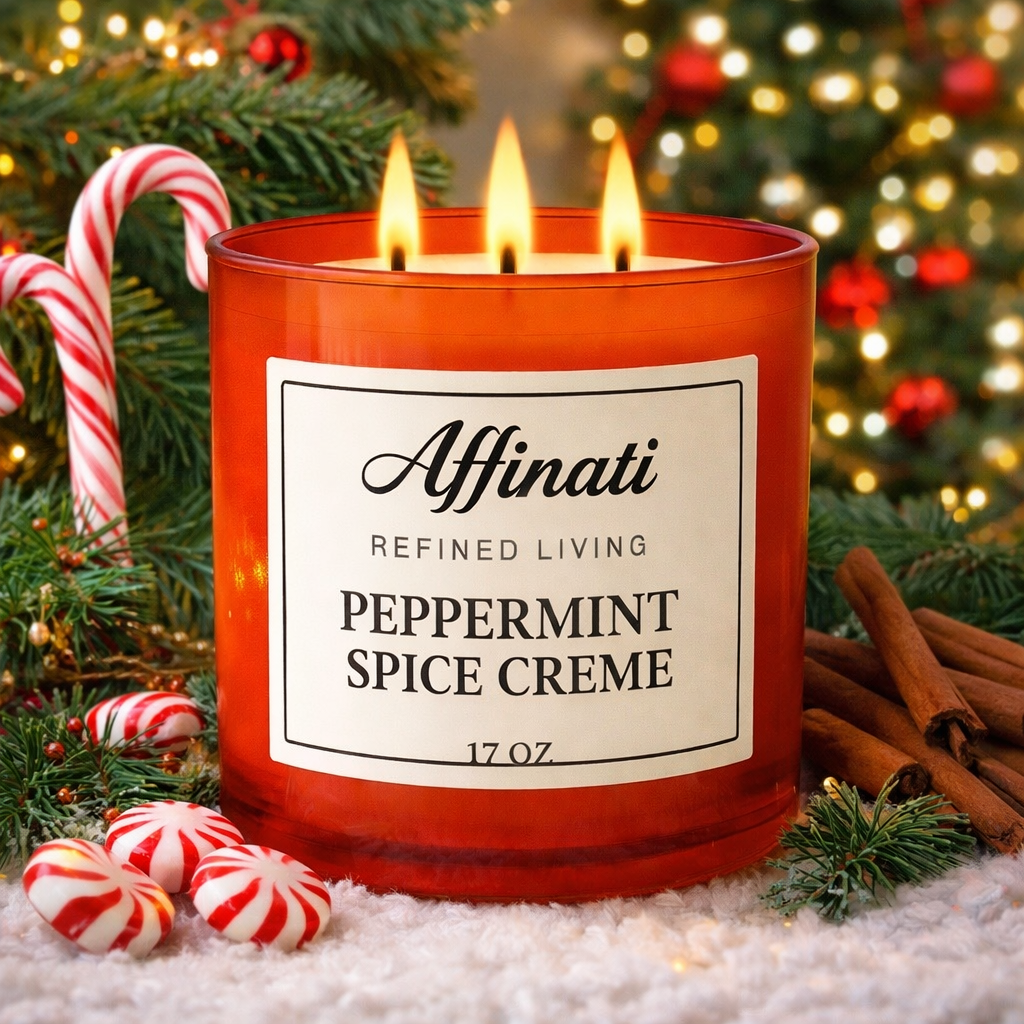 Peppermint Spice Creme 3-Wick Candle - Affinati