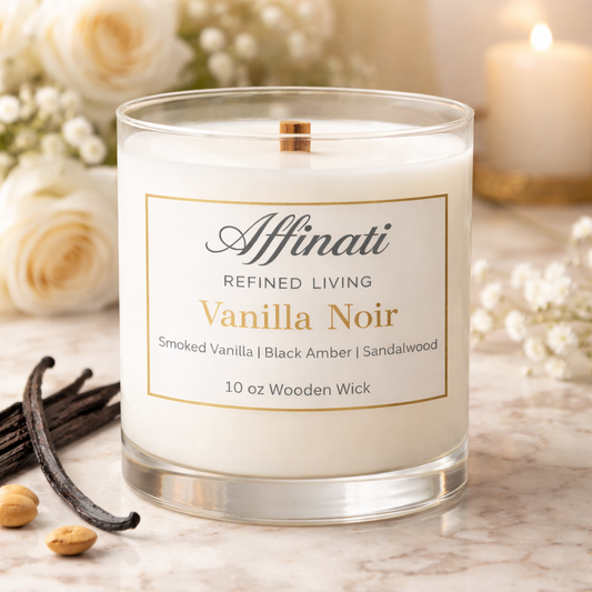 Vanilla Noir Wooden Wick Candle - Affinati