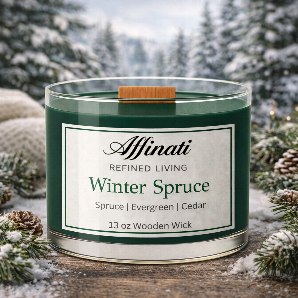 Winter Spruce Wooden Wick Candle - Affinati