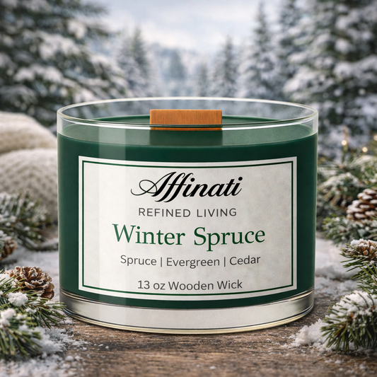 Winter Spruce Wooden Wick Candle - Affinati