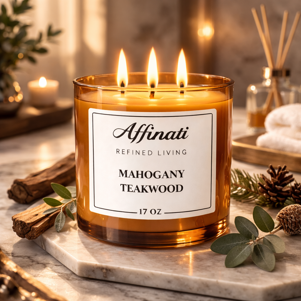 Mahogany Teakwood 3-Wick Candle - Affinati