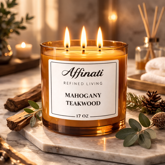 Mahogany Teakwood 3-Wick Candle - Affinati