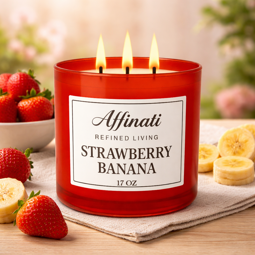 Strawberry Banana 3-Wick Candle - Affinati