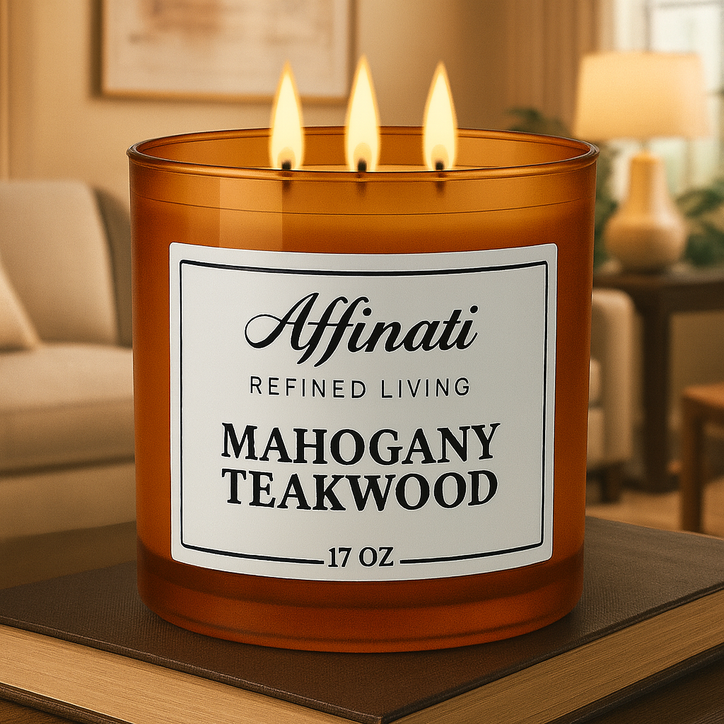 Mahogany Teakwood 3-Wick Candle - Affinati