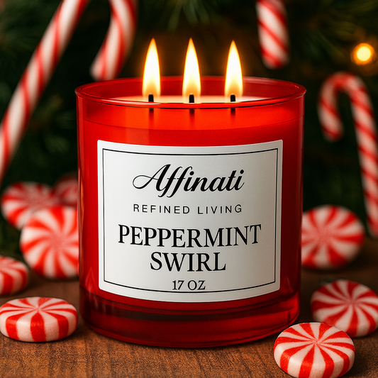 Peppermint Swirl 3-Wick Candle - Affinati
