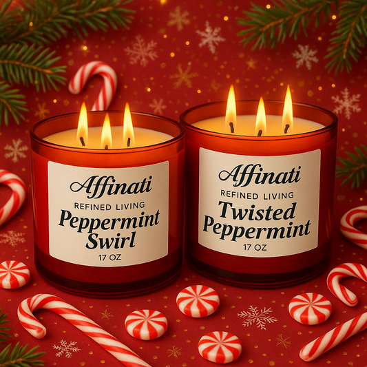 Holiday Peppermint 3-Wick Candles - Affinati