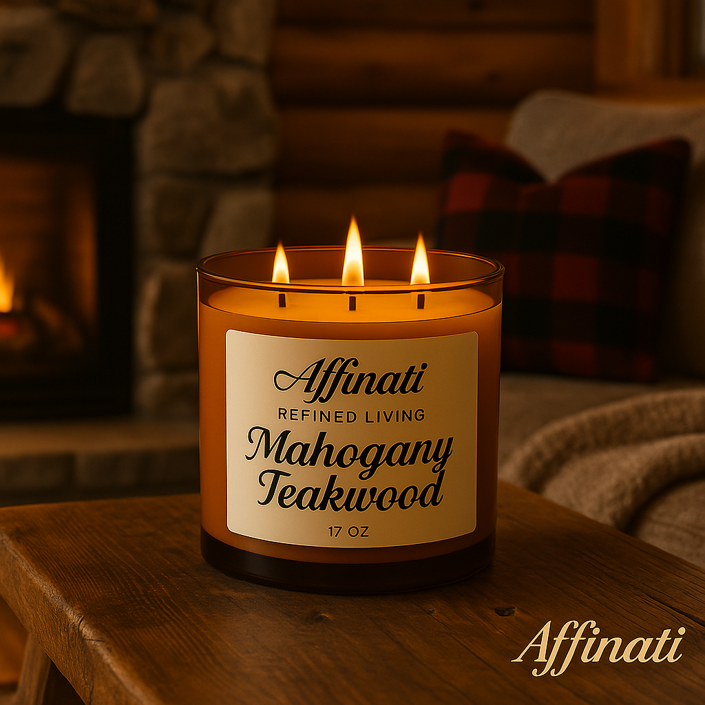 Mahogany Teakwood 3-Wick Candles - Affinati