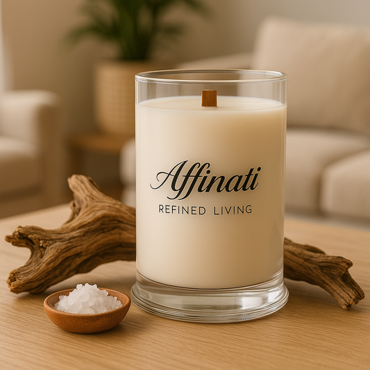 White Driftwood Wooden Wick Candle (Large) - Affinati