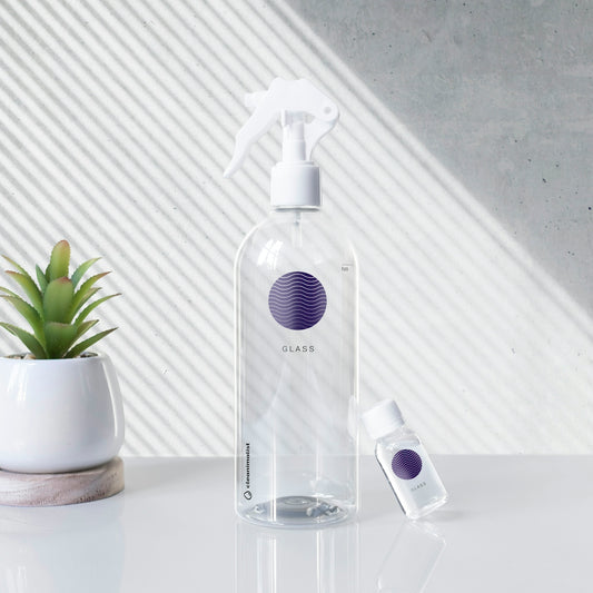 clear and white spray bottle