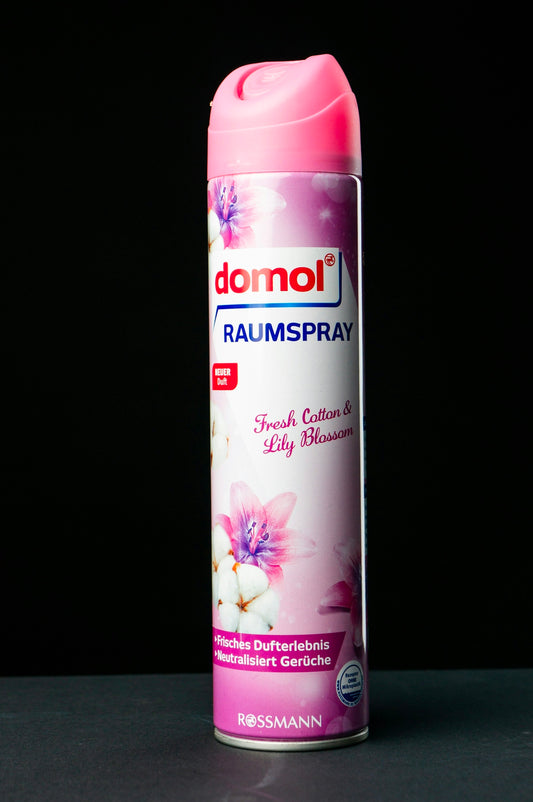A spray of deodorant on a table