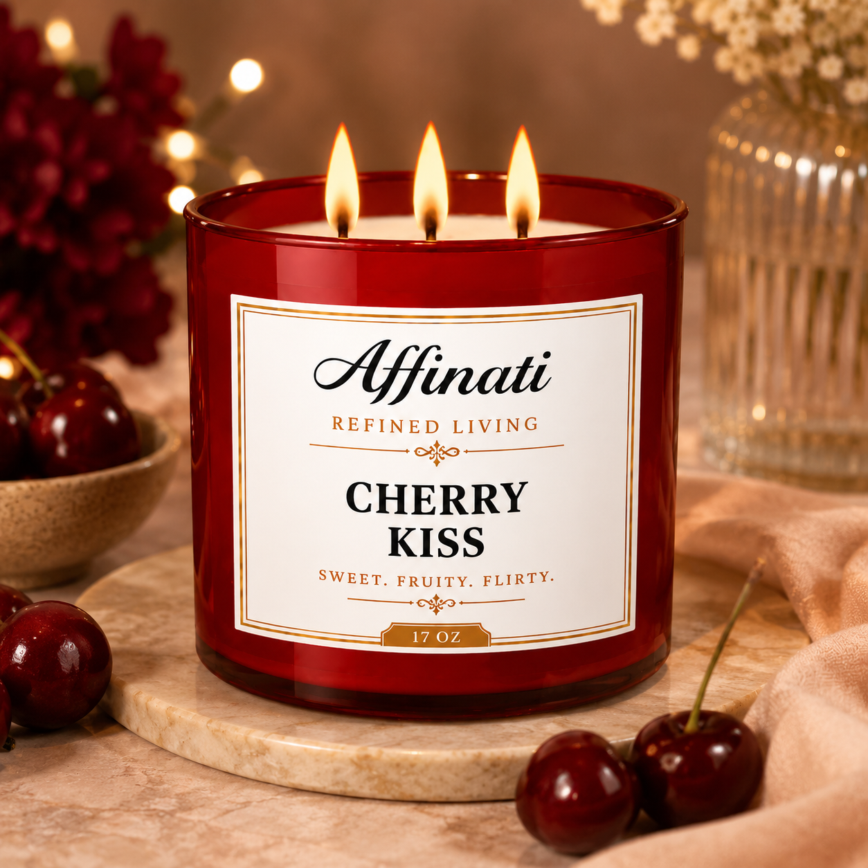 Cherry Kiss 3-Wick Candle - Affinati